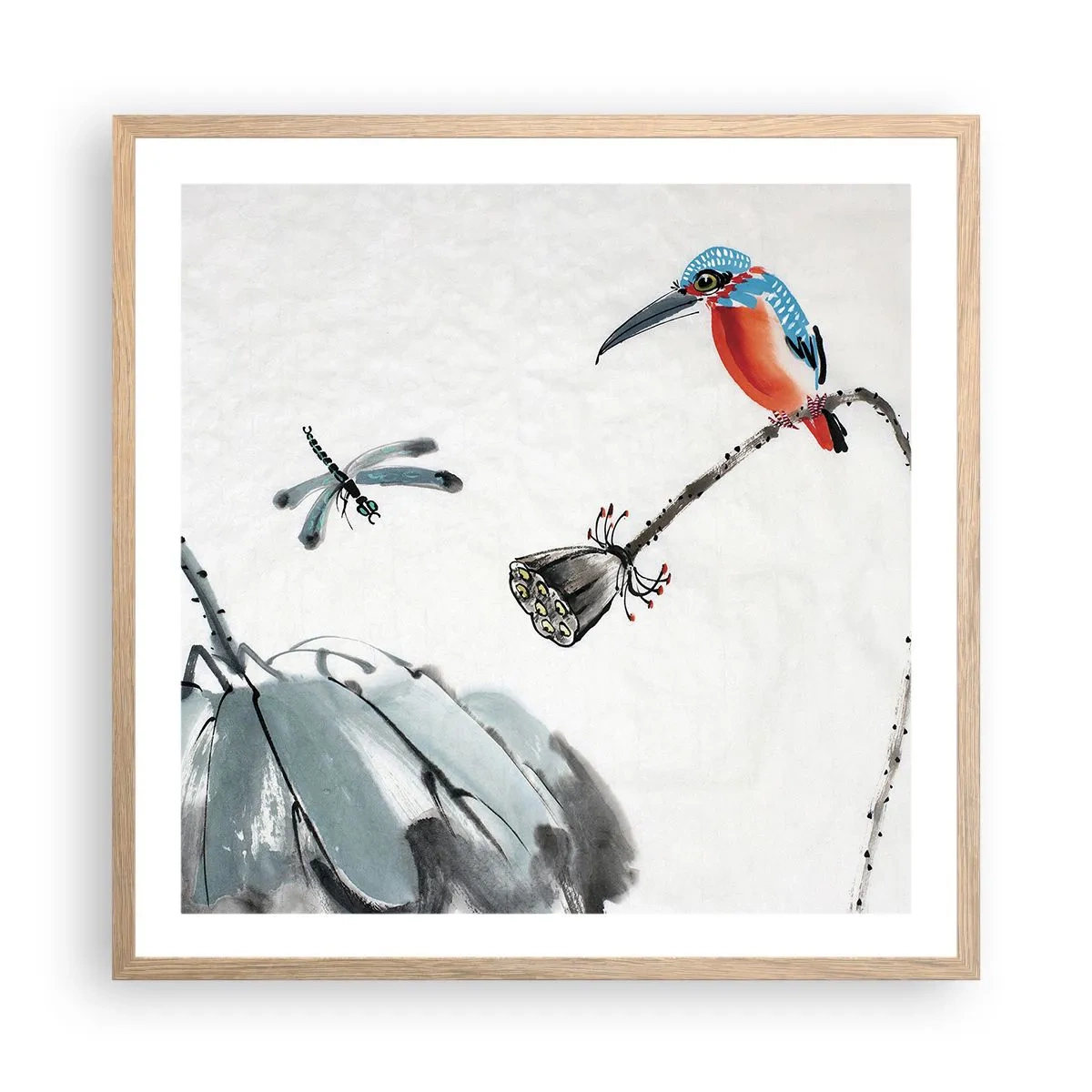 Affiche dans un chêne clair - Poster - La vie du champ - 60x60 cm