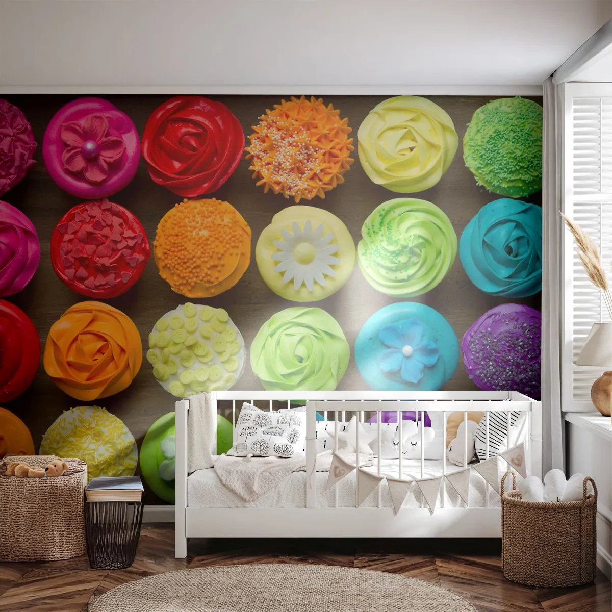 Papier Peint Photo Premium Canvas - Tous différents - tous délicieux - La gastronomie, biscuits colorés, 3D - 300x210 cm