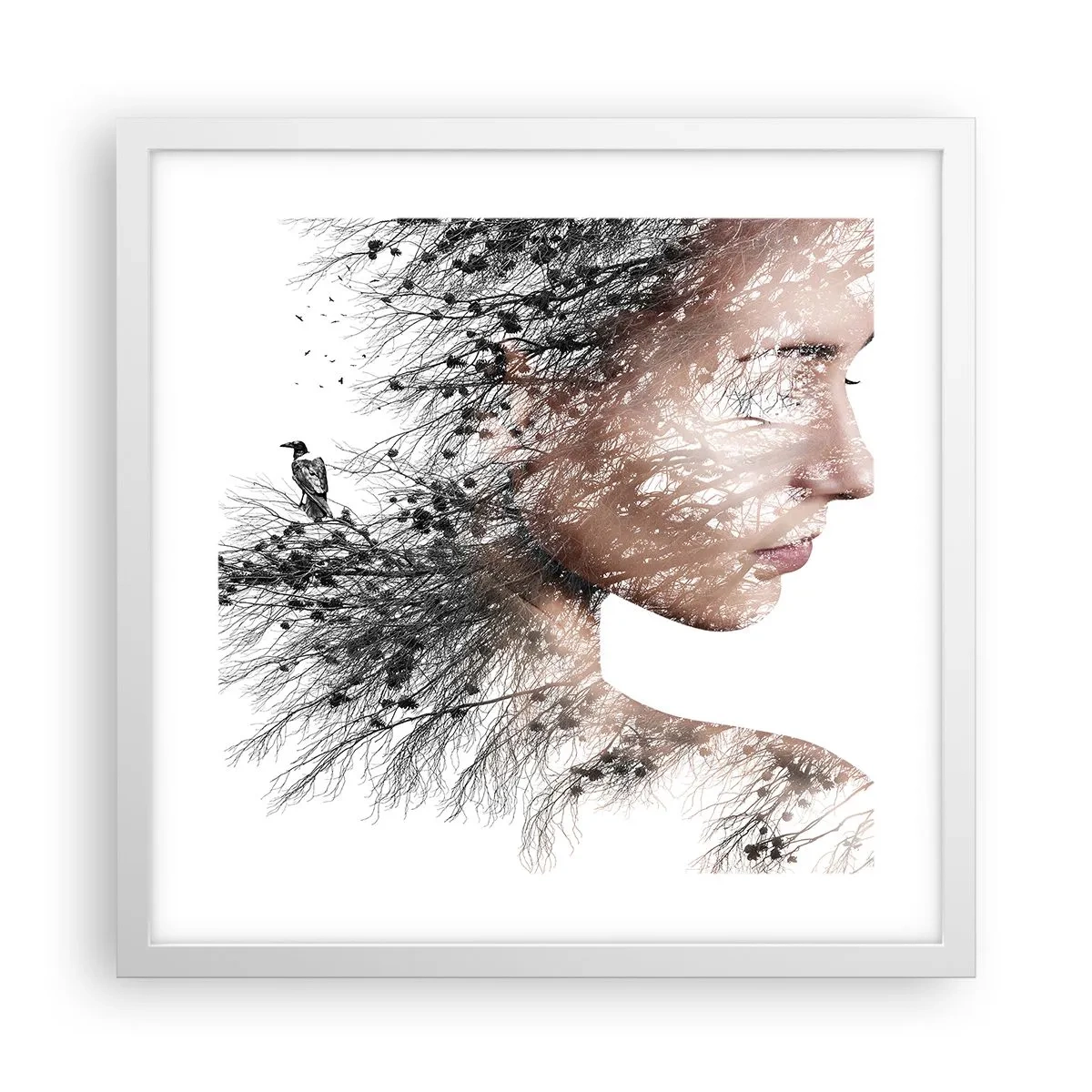 Affiche dans un cadre blanc - Poster - L'âme de la forêt - 40x40 cm