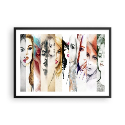 Affiche dans un cadre noir - Poster - Une collection de portraits de femmes dans divers styles artistiques. - 70x50cm - Et c'est toujours TOI - Décoration murale moderne pour le salon et la chambre ARTTOR