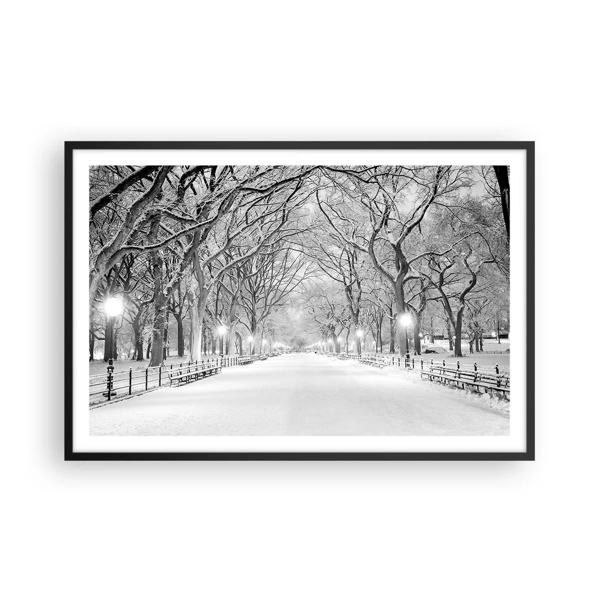 Affiche dans un cadre noir - Poster - Les quatres saisons – l’hiver - 91x61 cm