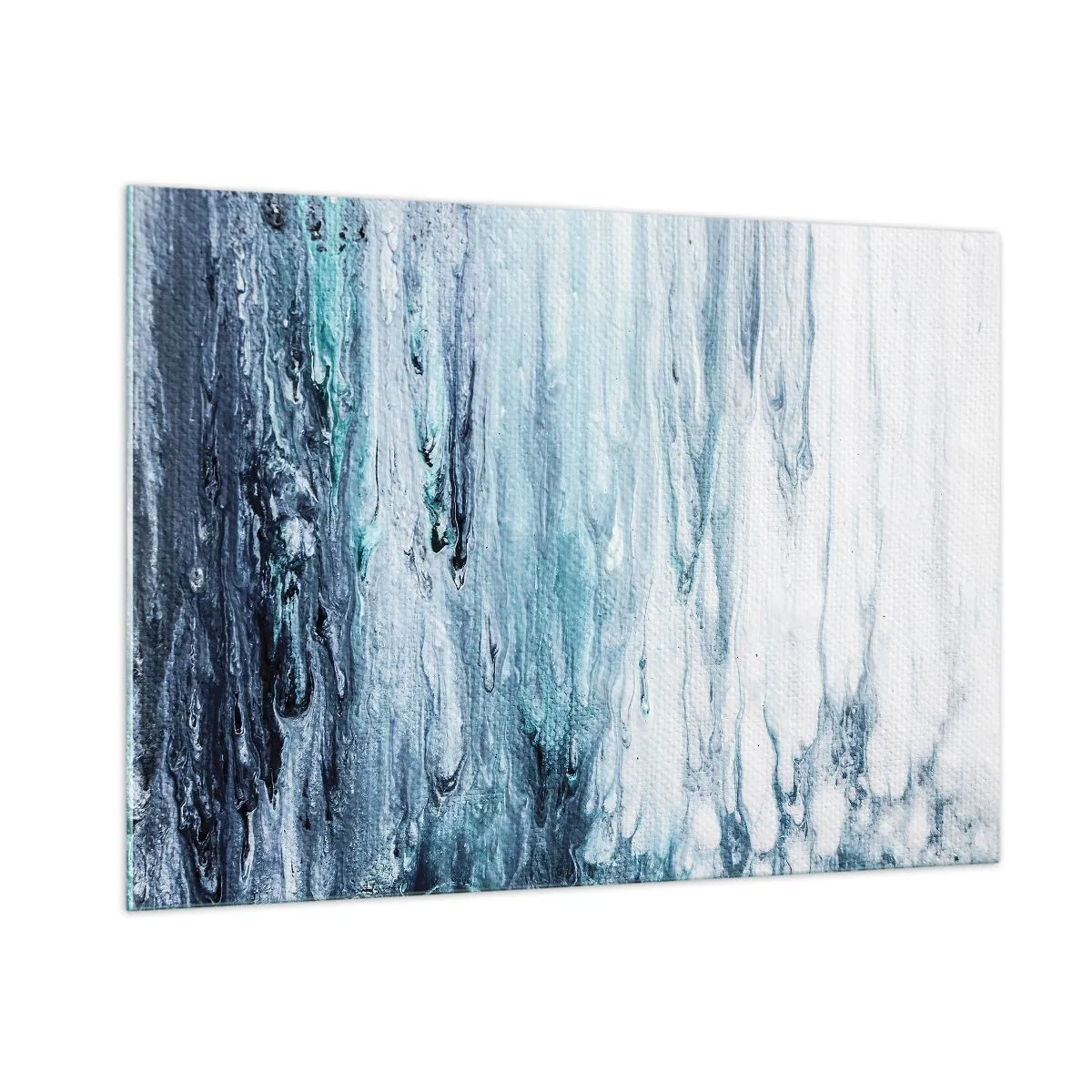 Impression sur verre - Image sur verre - Un motif abstrait ressemblant à des ruisseaux d'eau dans des tons de bleu. - 100x70cm - Une glace bleue - Décoration murale moderne pour le salon et la chambre ARTTOR