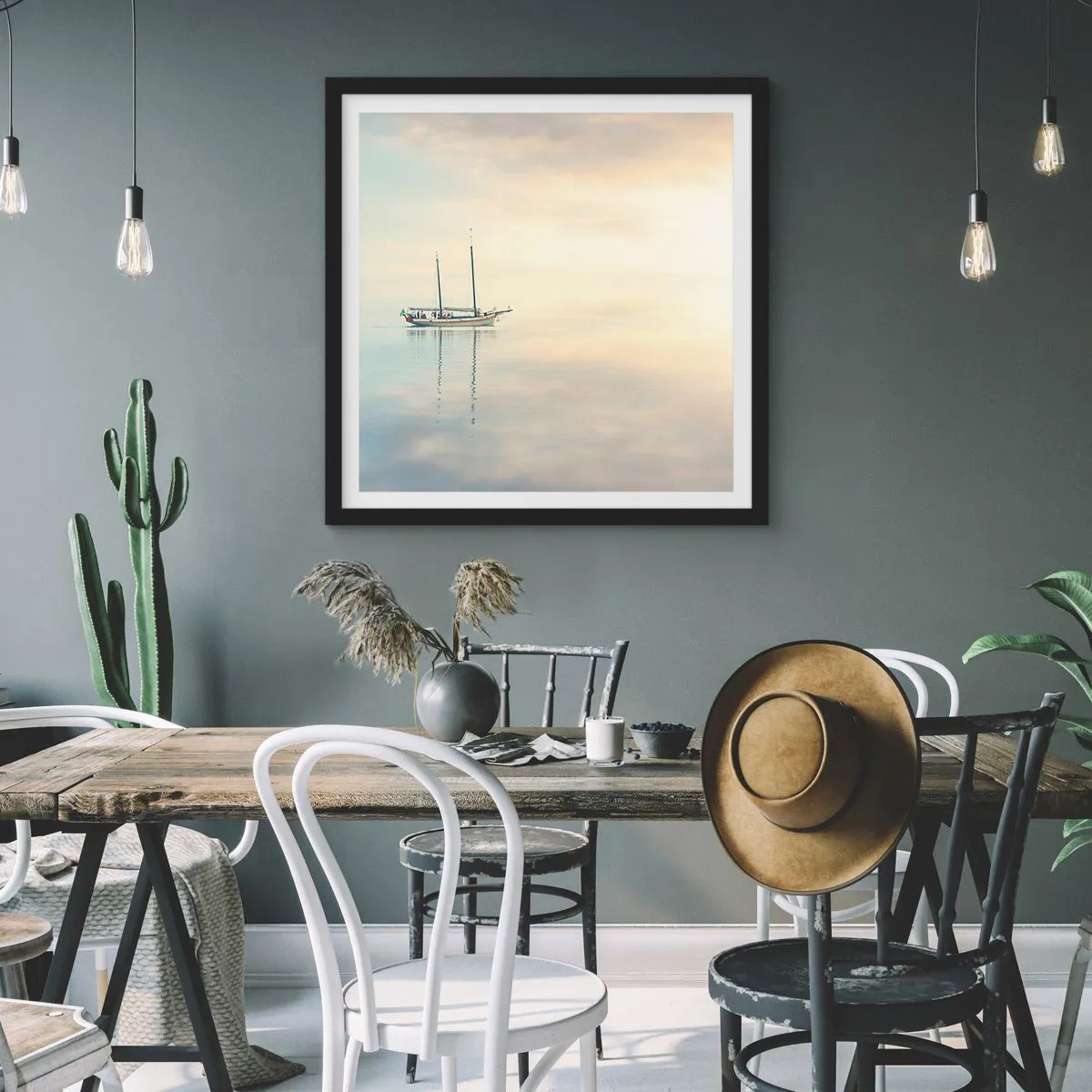 Affiche dans un cadre noir - Poster - Dans une mer de silence - 30x30 cm