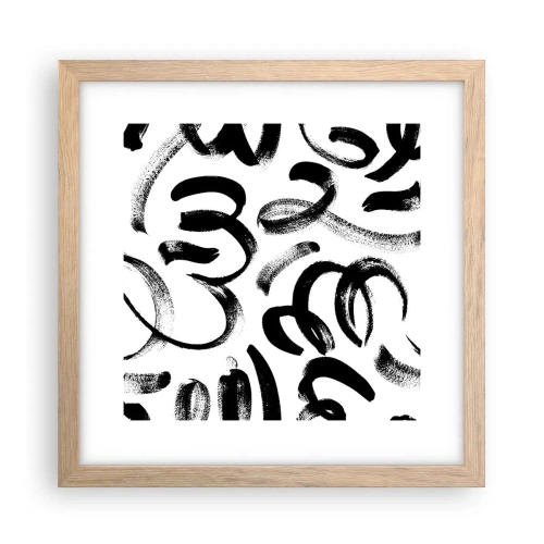 Affiche dans un chêne clair - Poster - Noir sur blanc - 30x30 cm