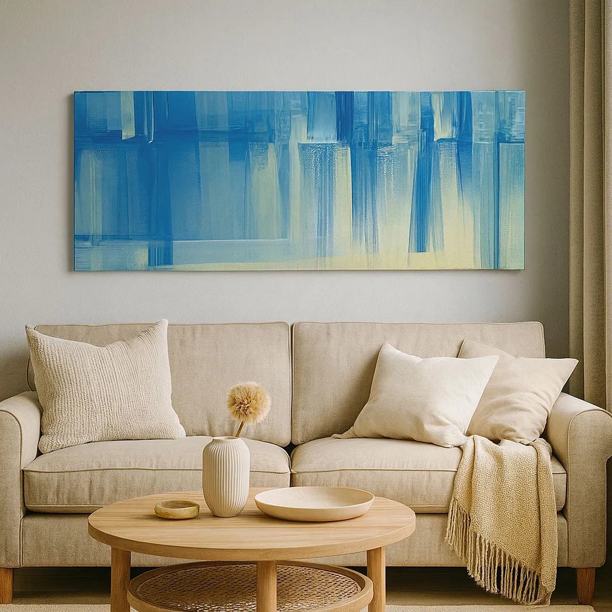 Impression sur toile - Image sur toile - Composition en turquoise - 100x40 cm