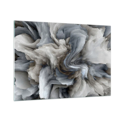 Impression sur verre - Image sur verre - Une composition abstraite ressemblant à des plumes tourbillonnantes - 100x70cm - Pierre et fleur - Décoration murale moderne pour le salon et la chambre ARTTOR