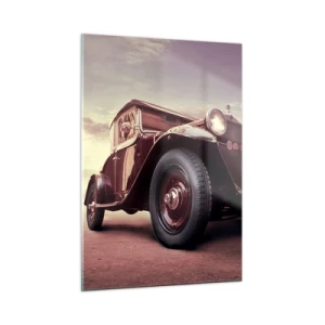 Impression sur verre - Image sur verre - Voiture classique emblématique aux tons sépia en plein air - 50x70cm - Revenons au bon vieux temps... - Décoration murale moderne pour le salon et la chambre ARTTOR