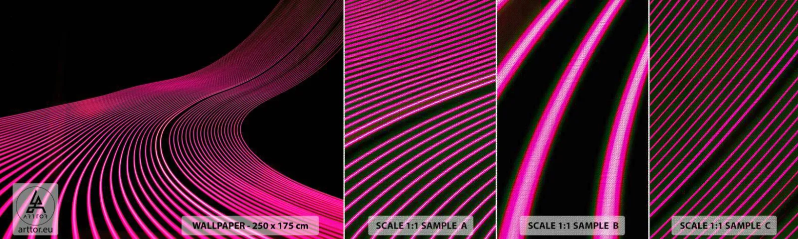 Échantillon de Papier Peint Premium Canvas - Avenue de lumière - Lignes, Moderne, Néon - 100x30 cm