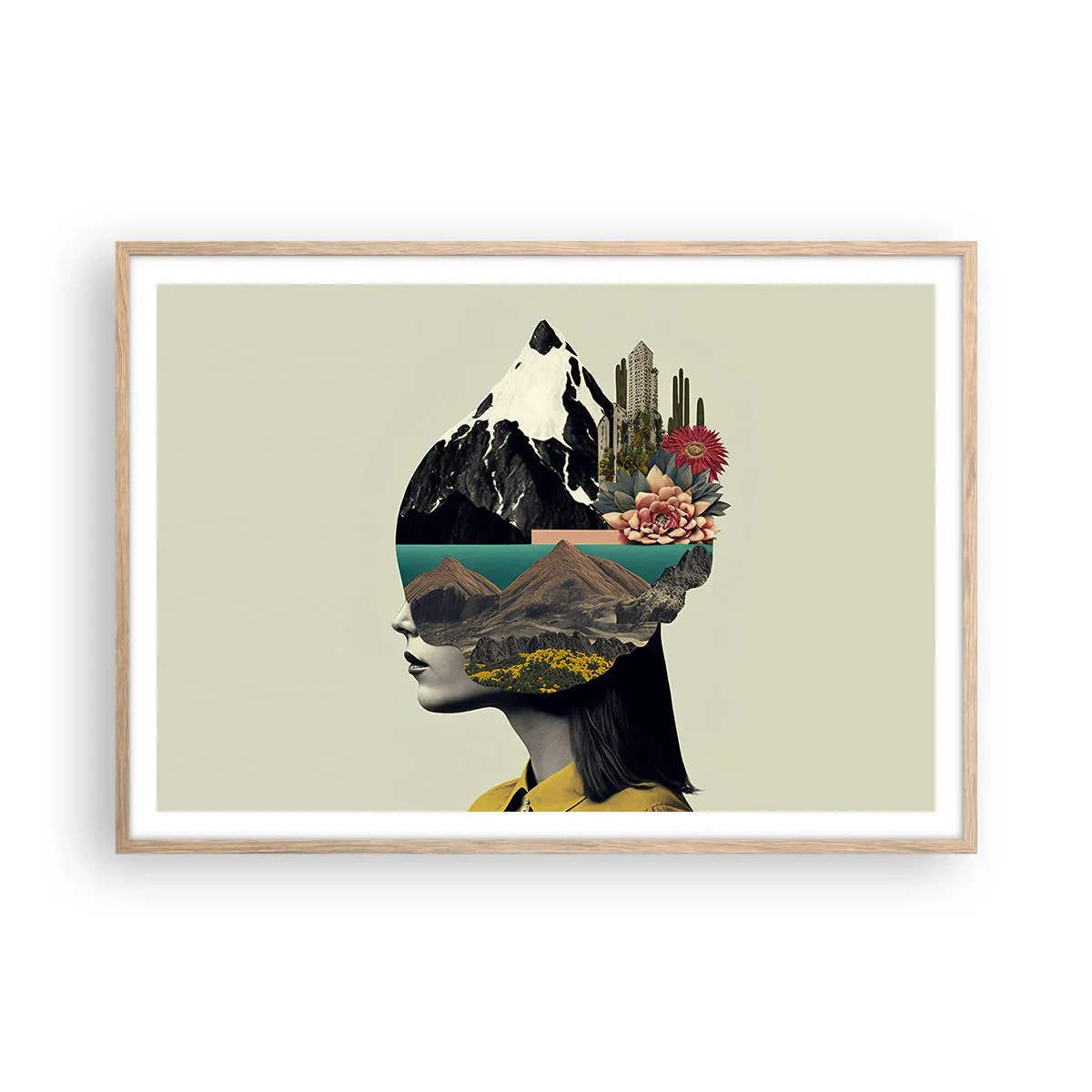 Affiche dans un chêne clair - Poster - La femme – toujours un mystère - 100x70 cm