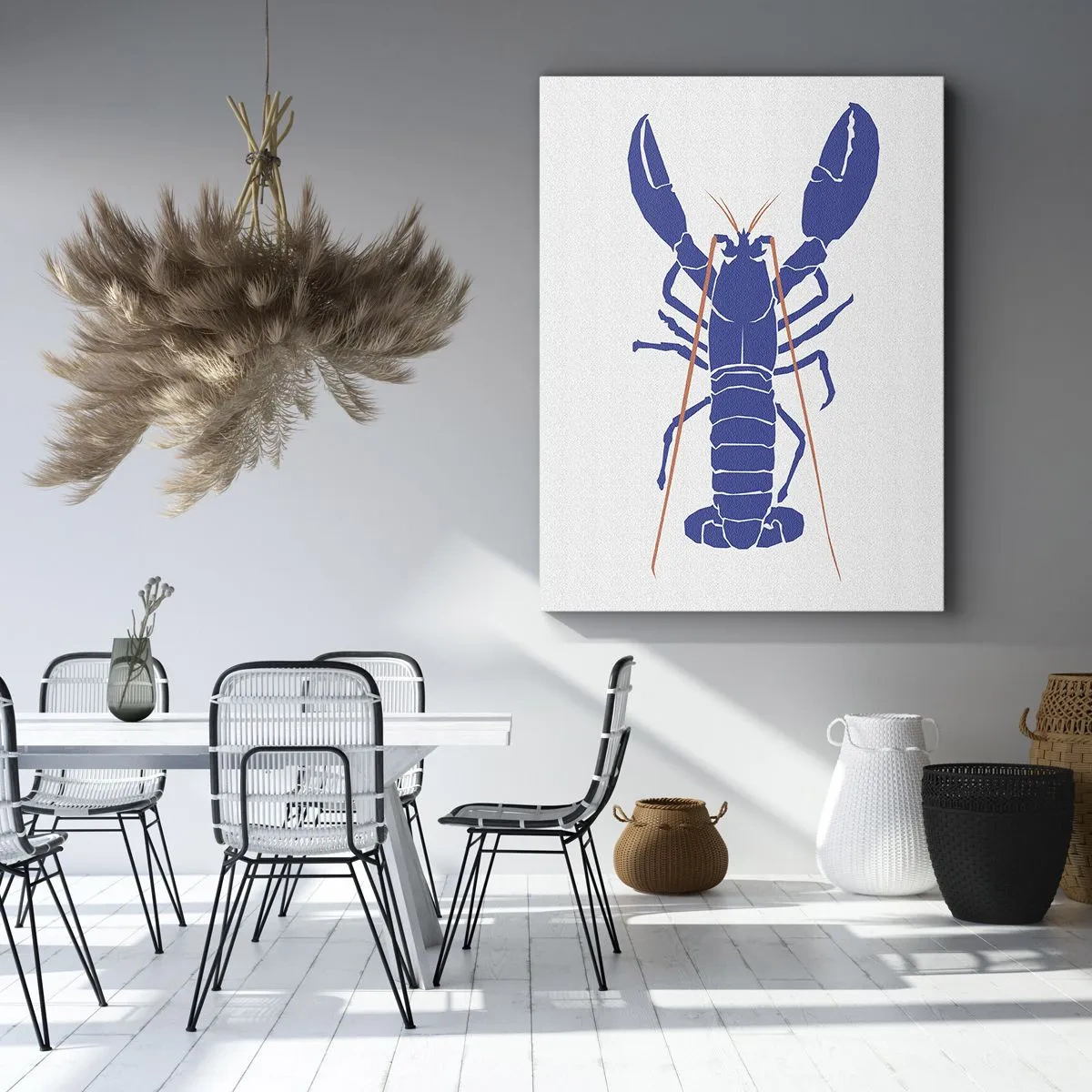 Impression sur toile - Image sur toile - Homard exquis en bleu marine - 45x80 cm