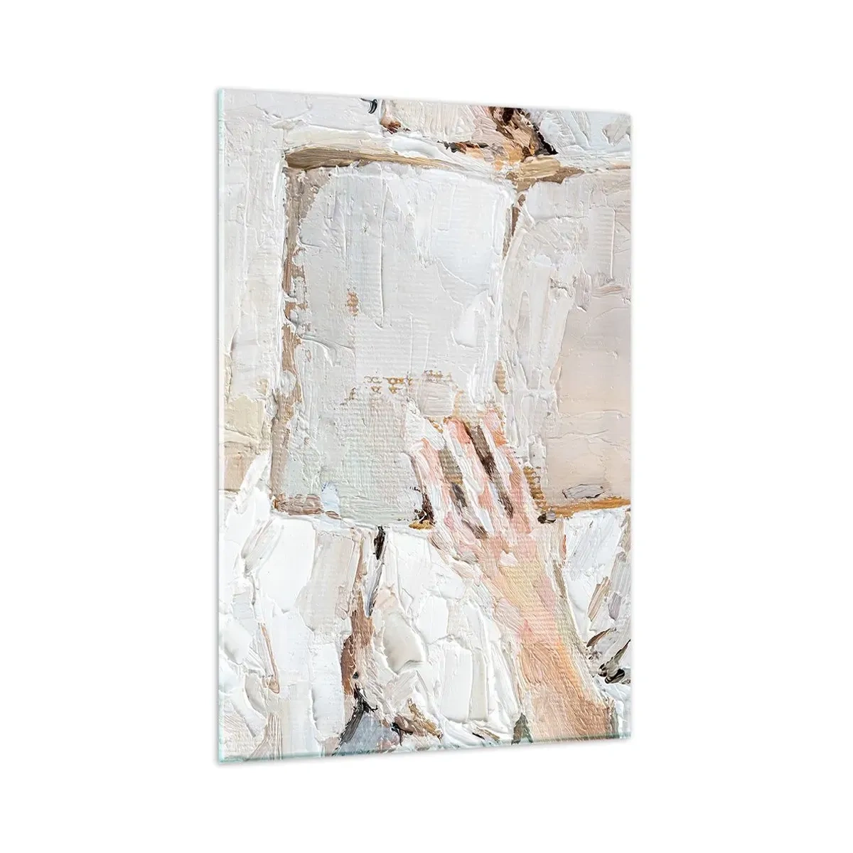 Impression sur verre - Image sur verre - Une peinture impressionniste d'une main tenant un livre ouvert. - 80x120cm - Dans un autre monde - Décoration murale moderne pour le salon et la chambre ARTTOR