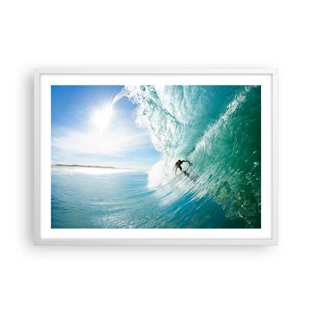 Affiche dans un cadre blanc - Poster - Toujours sur la vague - 70x50 cm