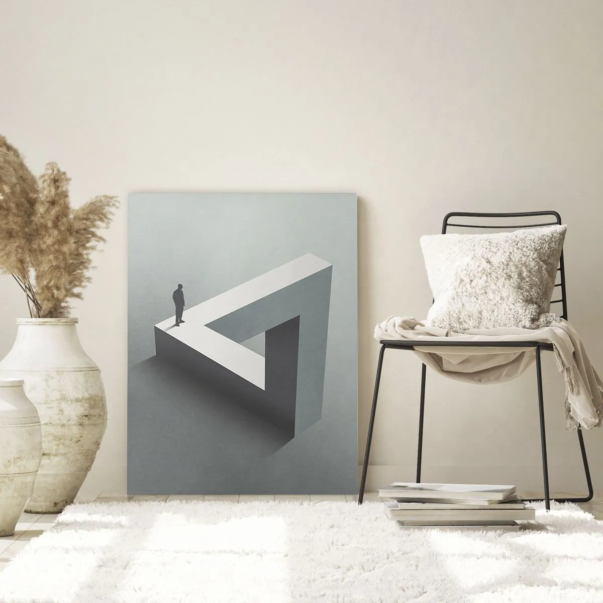 Impression sur verre - Image sur verre - Une figure sur une structure géométrique dans le style d'une illusion d'optique - 50x70cm - Mais c'est possible - Décoration murale moderne pour le salon et la chambre ARTTOR