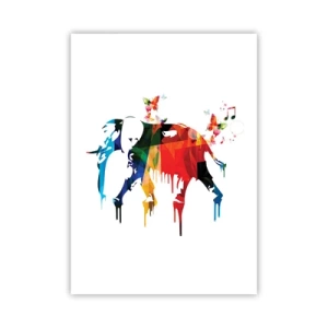 Affiche - Poster - Éléphant abstrait coloré avec des motifs musicaux - 50x70cm - Tout le monde peut danser - Décoration murale moderne pour le salon et la chambre ARTTOR