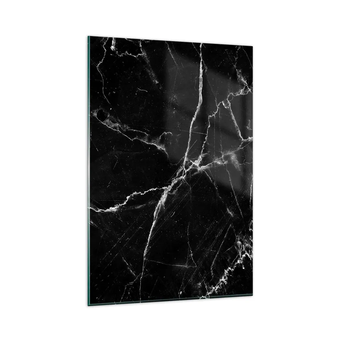 Impression sur verre - Image sur verre - Marbre noir avec des veines blanches dans les détails - 80x120cm - La vie secrète de la pierre - Décoration murale moderne pour le salon et la chambre ARTTOR