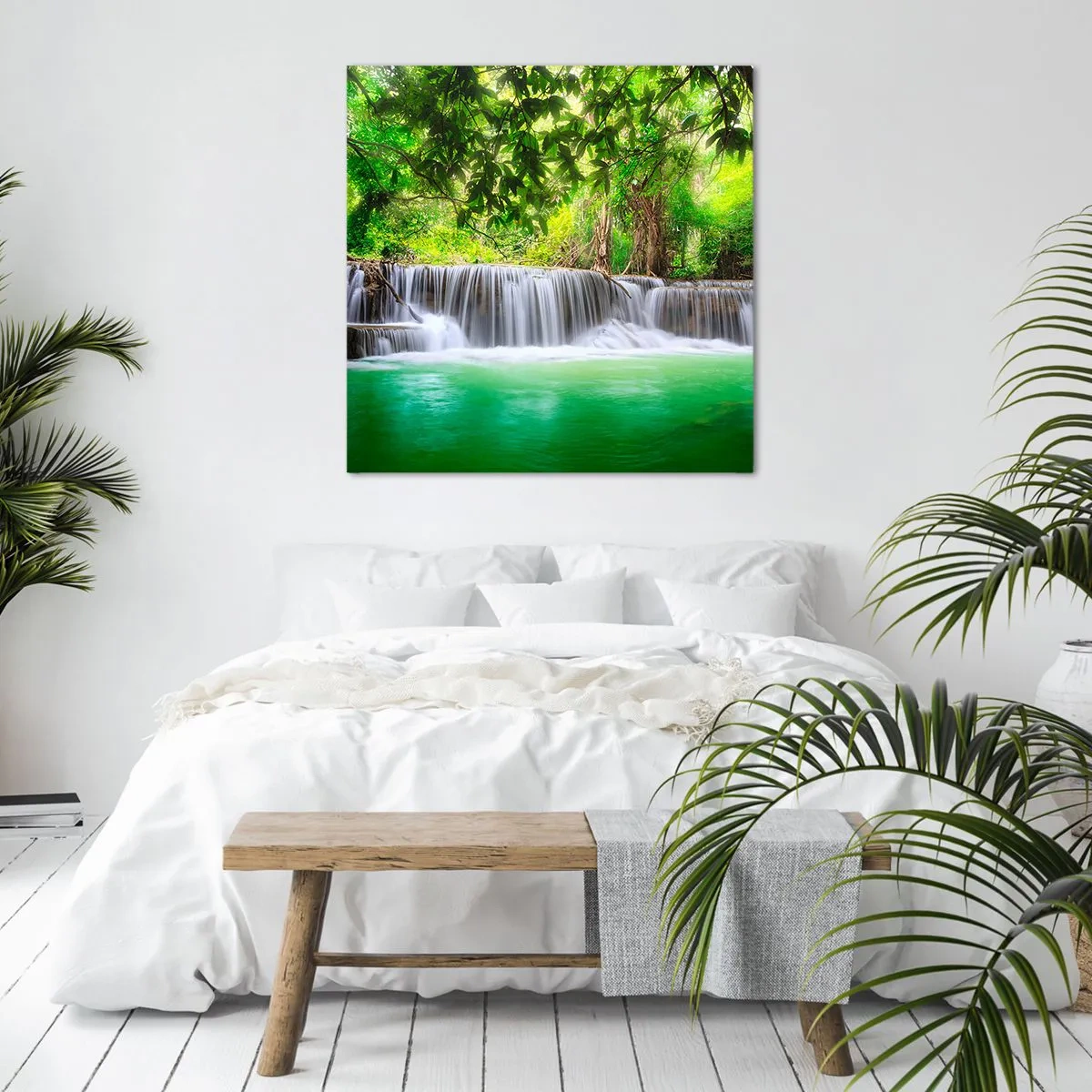 Impression sur toile - Image sur toile - Une cascade de vert - 40x40 cm