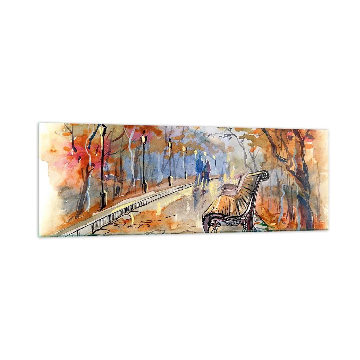 Impression sur verre - Image sur verre - Errer ensemble à l'automne - 90x30 cm