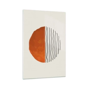 Impression sur verre - Image sur verre - Un coucher de soleil minimaliste sur des lignes ondulées - 70x100cm - Dans un climat japonnais - Décoration murale moderne pour le salon et la chambre ARTTOR