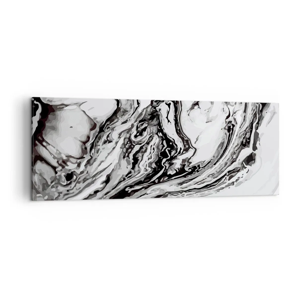 Impression sur toile - Image sur toile - Motif de marbre abstrait en noir et blanc - 140x50cm - Au début, c'était le chaos - Décoration murale moderne pour le salon et la chambre ARTTOR