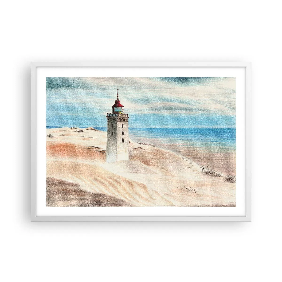 Affiche dans un cadre blanc - Poster - Toujours regarder la mer - 70x50 cm