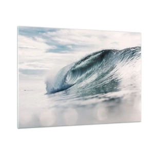 Impression sur verre - Image sur verre - Une puissante vague océanique sous les rayons du soleil - 100x70cm - Pic d'eau - Décoration murale moderne pour le salon et la chambre ARTTOR