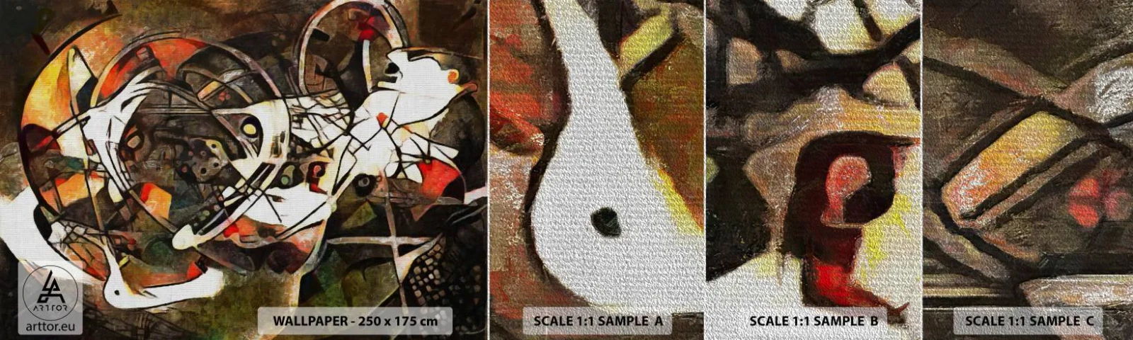 Échantillon de Papier Peint Premium Sand - Vous entendez le mouvement ? - Abstraction, Cubisme, Morceau - 100x30 cm