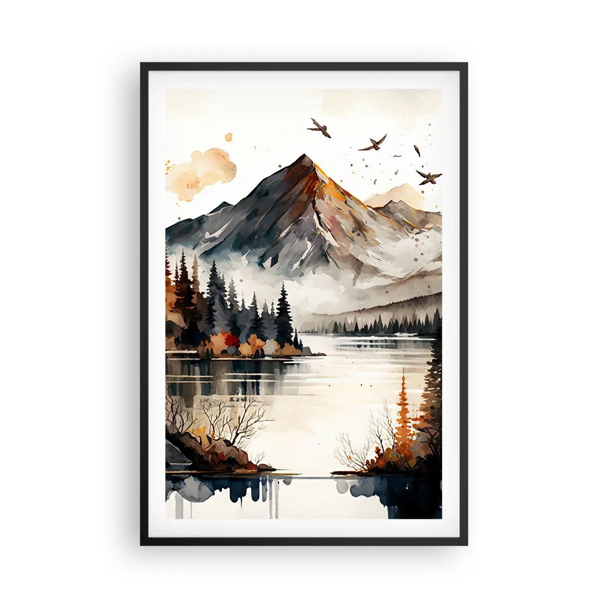Affiche dans un cadre noir - Poster - Automne doré dans les montagnes - 61x91 cm
