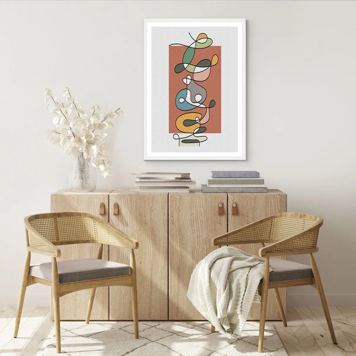 Affiche dans un cadre blanc - Poster - Abstraction : danse colorée - 61x91 cm