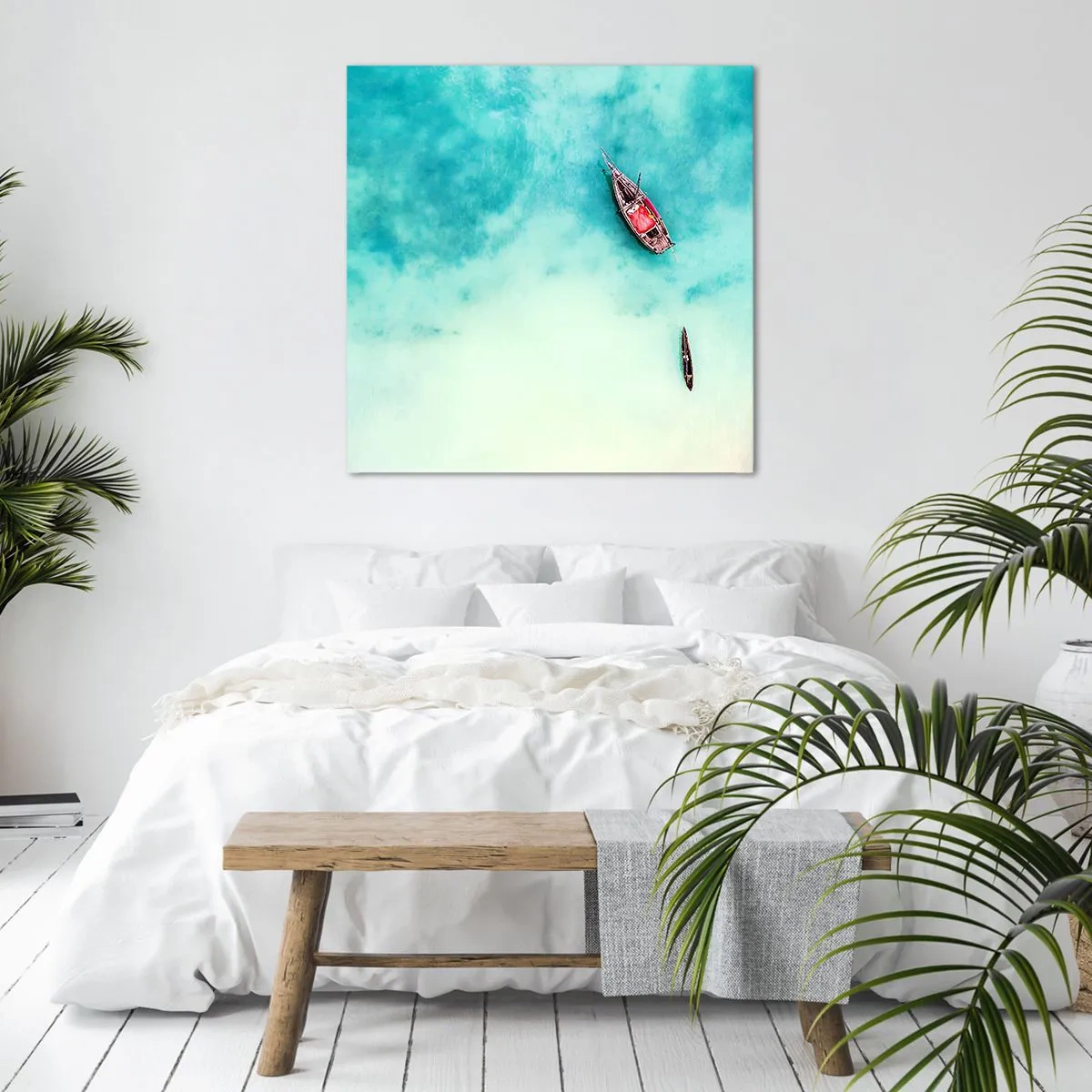 Impression sur toile - Image sur toile - Car sur les plages de Zanzibar, quand il y a un débordement d'eau... - 70x70 cm