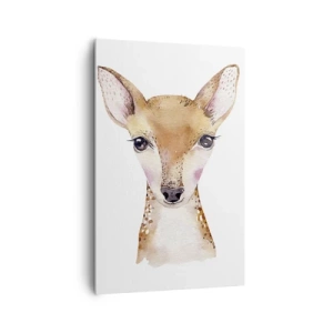 Impression sur toile - Image sur toile - Portrait à l'aquarelle d'un jeune chevreuil sur fond blanc - 80x120cm - L'innocence de la nature - Décoration murale moderne pour le salon et la chambre ARTTOR
