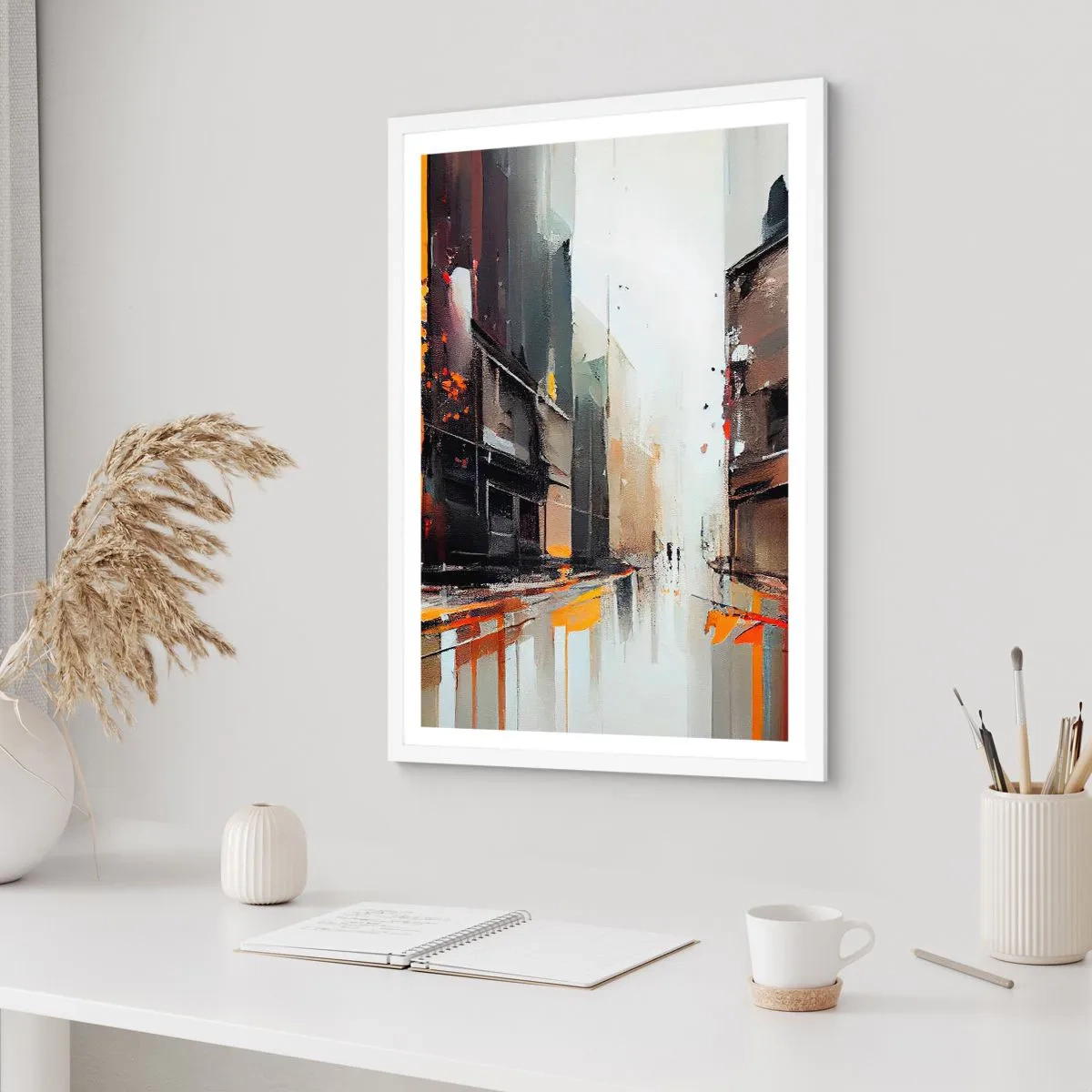 Affiche dans un cadre blanc - Poster - Jour de pluie - 61x91 cm