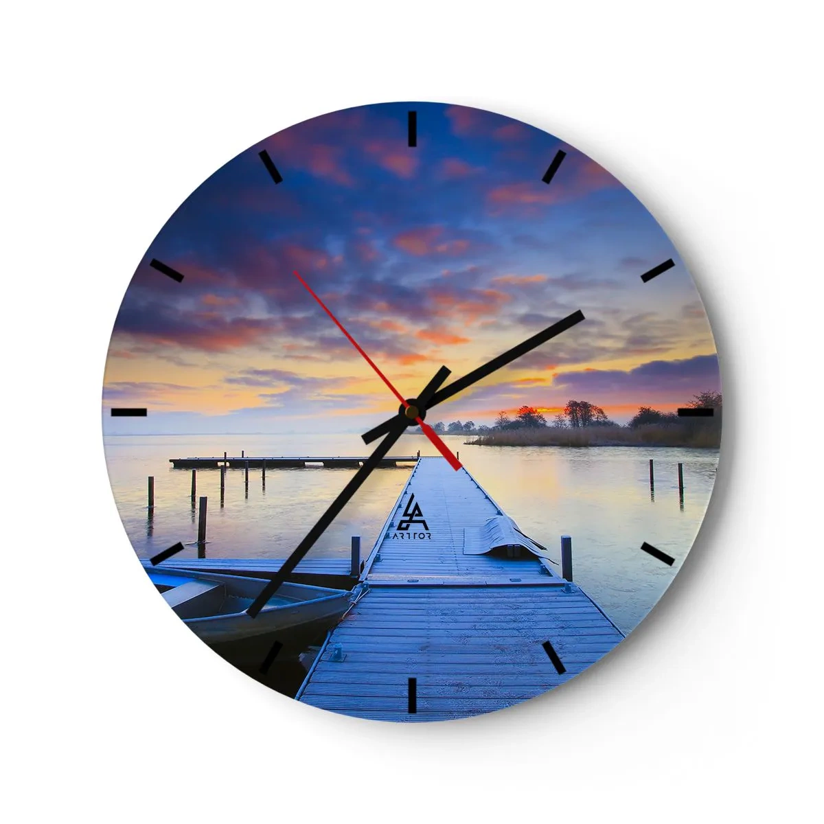 Horloge murale - Pendule murale - Calme violet-doré - 40x40 cm