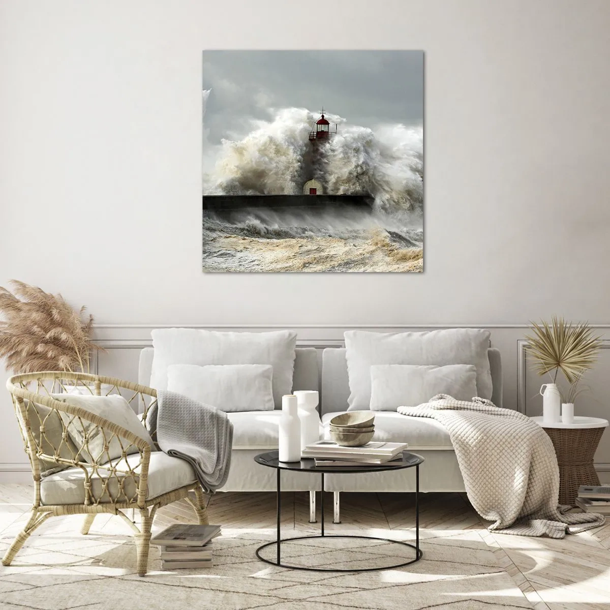 Impression sur verre - Image sur verre - La colère de l'océan - 40x40 cm