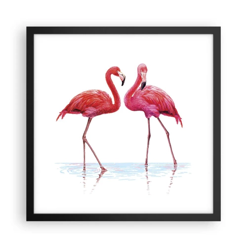 Affiche dans un cadre noir - Poster - Rendez-vous rose - 40x40 cm