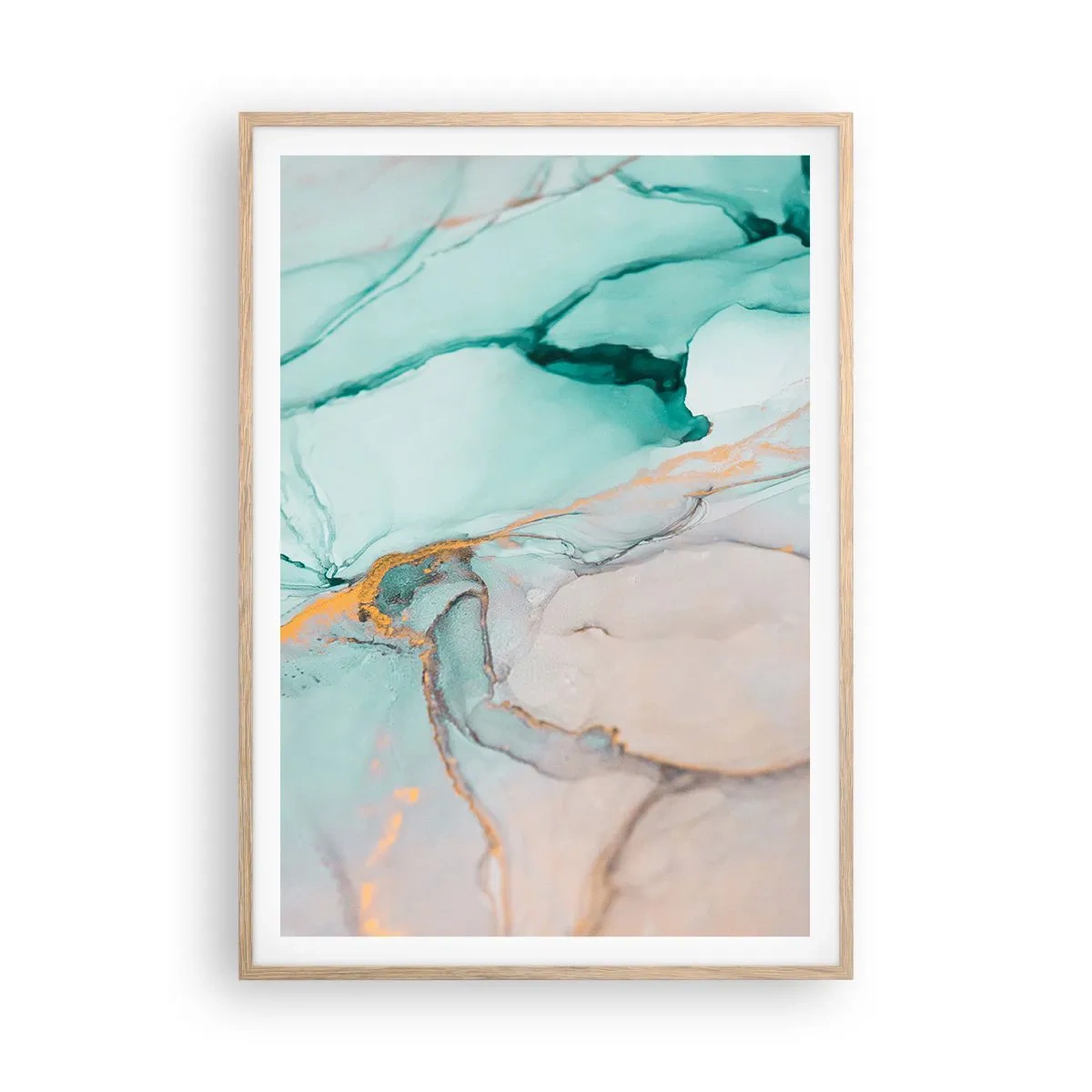 Affiche dans un chêne clair - Poster - Danse des formes et des couleurs - 70x100 cm