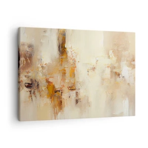 Impression sur toile - Image sur toile - Une composition abstraite dans des tons chauds de jaune et de marron. - 70x50cm - Âme de l'ambre - Décoration murale moderne pour le salon et la chambre ARTTOR