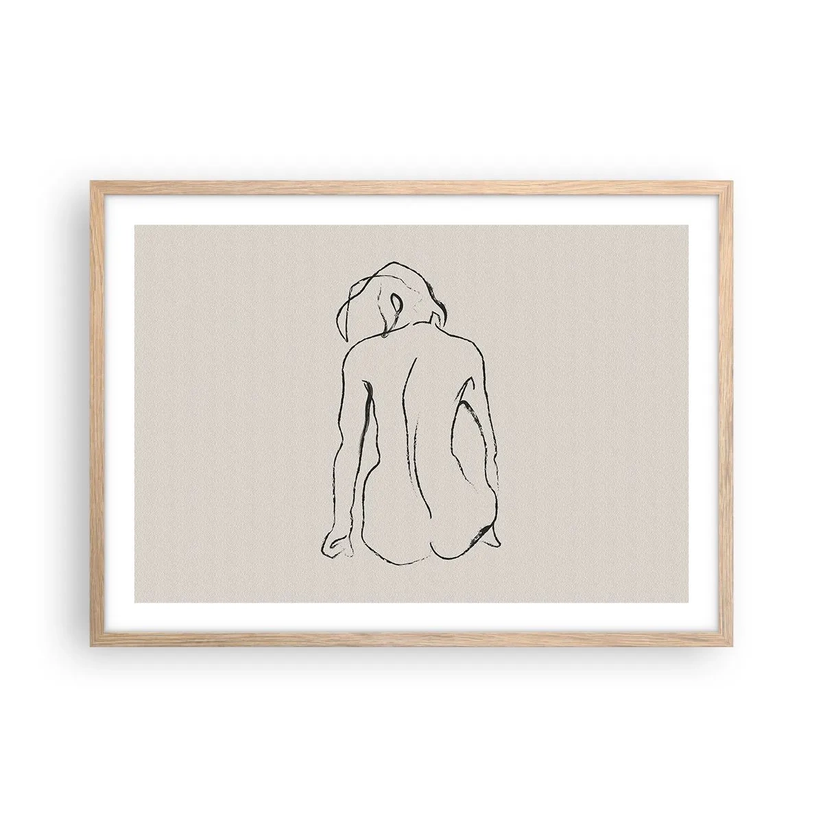 Affiche dans un chêne clair - Poster - Femme nue - 70x50 cm