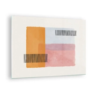 Impression sur verre - Image sur verre - Rectangles abstraits avec des lignes dans un style minimaliste - 70x50cm - D'un coin à l'autre - Décoration murale moderne pour le salon et la chambre ARTTOR