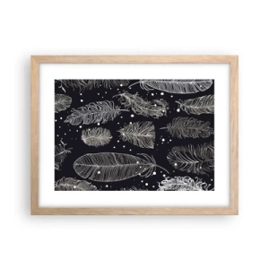 Affiche dans un chêne clair - Poster - Toile de plumes - 40x30 cm