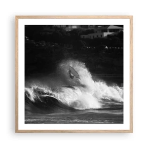 Affiche dans un chêne clair - Poster - Défi accepté! - 60x60 cm