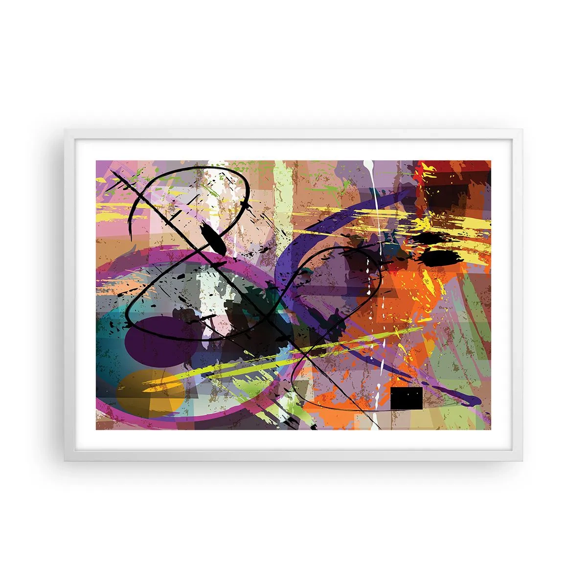 Affiche dans un cadre blanc - Poster - Vous pouvez aller tout droit ou autour - 70x50 cm