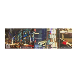 Échantillon de Papier Peint Premium Canvas - L'agitation de la rue en soirée - Ville, Architecture, Vie nocturne - 100x30 cm