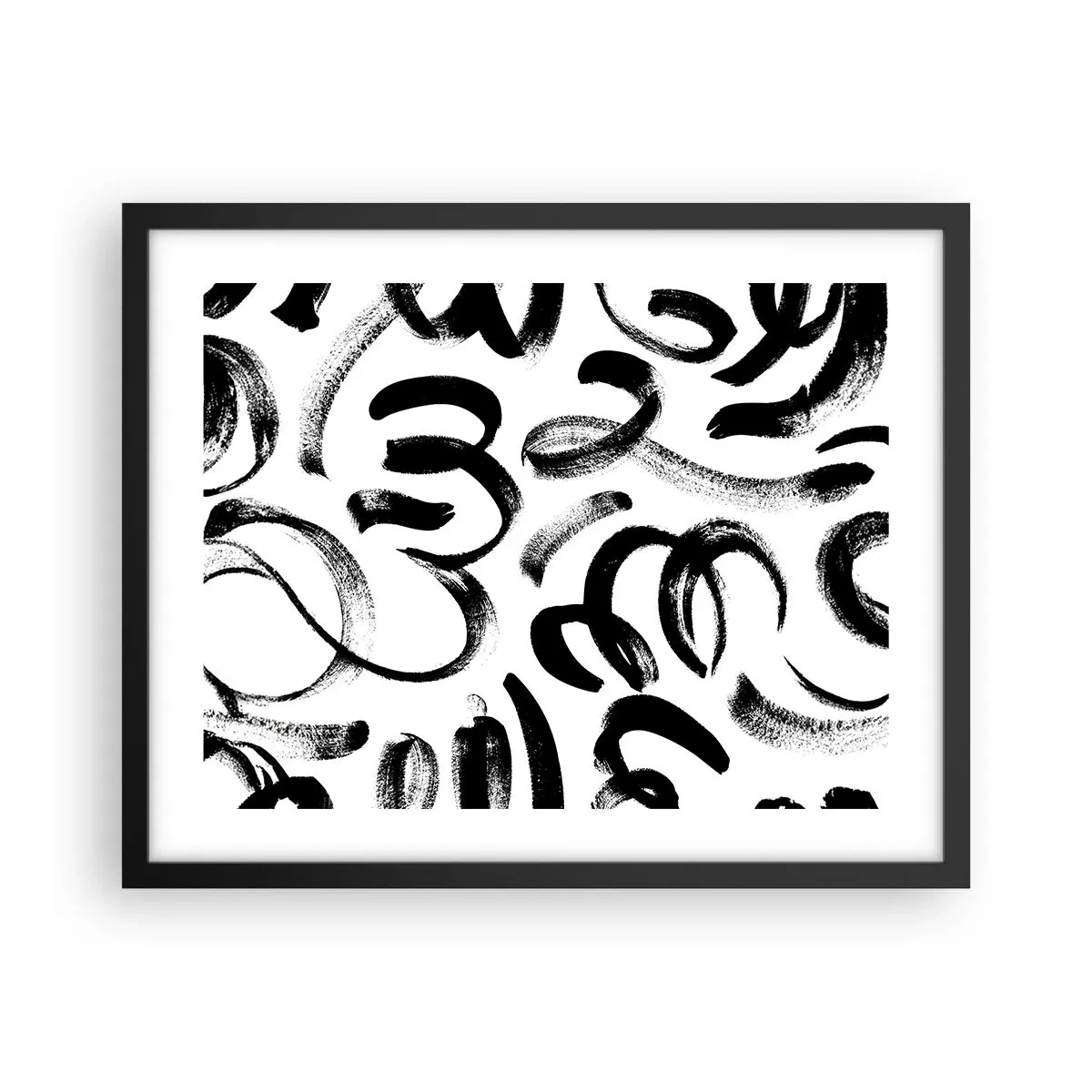 Affiche dans un cadre noir - Poster - Noir sur blanc - 50x40 cm