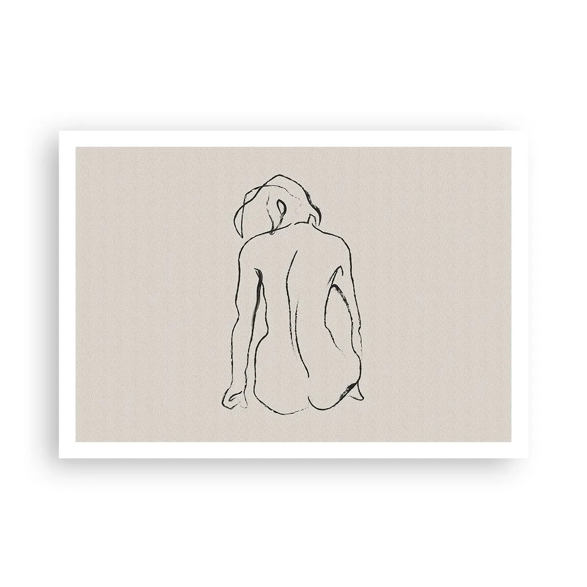 Affiche - Poster - Un croquis subtil de la silhouette d'une fille de dos - 100x70cm - Femme nue - Décoration murale moderne pour le salon et la chambre ARTTOR