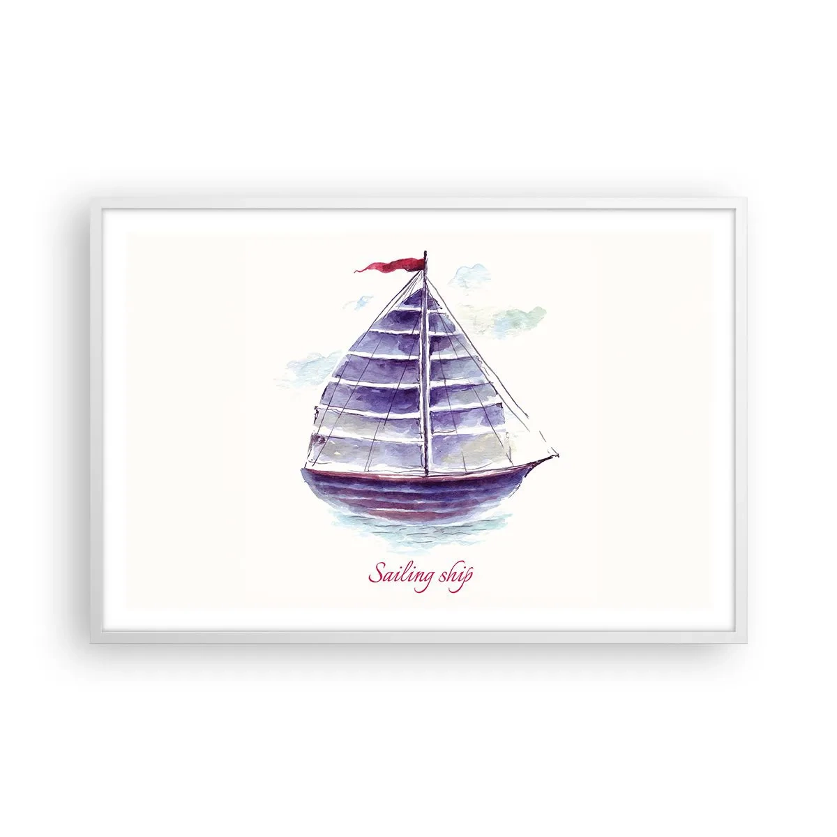 Affiche dans un cadre blanc - Poster - Plein de voiles et d’eau calme - 91x61 cm