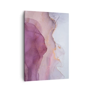 Impression sur toile - Image sur toile - Une composition abstraite dans des tons de violet et d'or. - 50x70cm - Vagues lilas et violettes - Décoration murale moderne pour le salon et la chambre ARTTOR