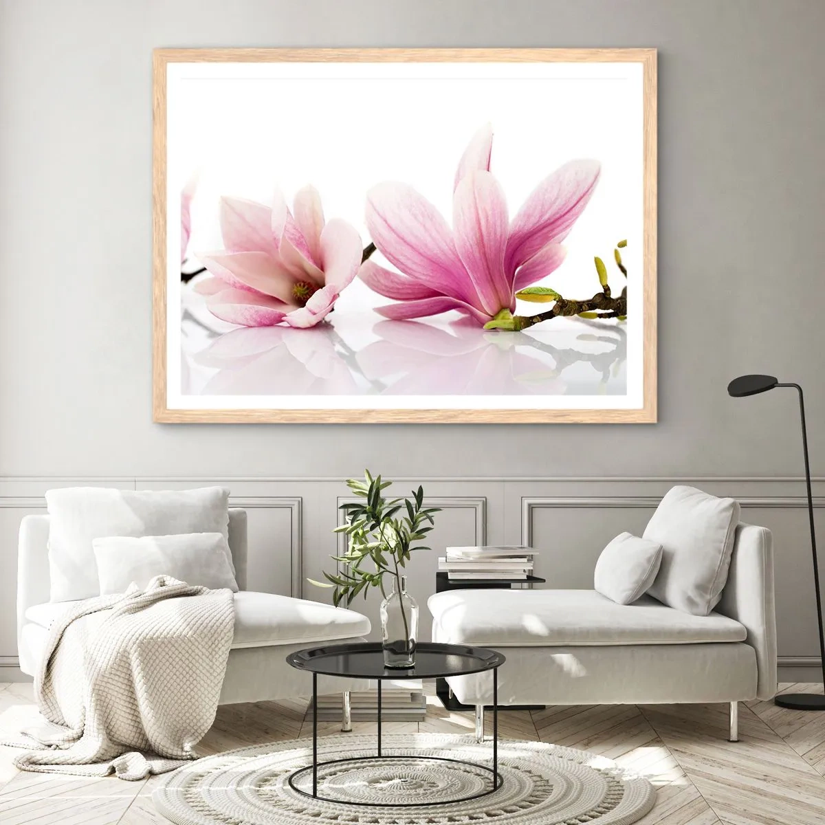 Affiche dans un chêne clair - Poster - Délicat comme une brise de printemps - 100x70 cm