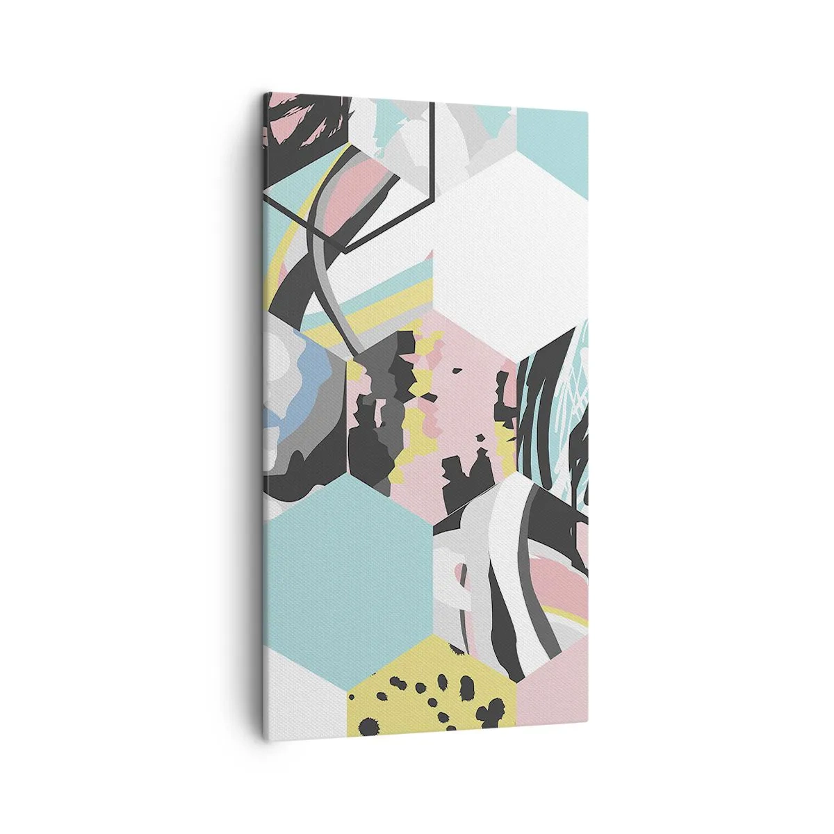 Impression sur toile - Image sur toile - Hexagones et cubes en six couleurs - 45x80 cm