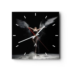 Horloge murale - Pendule murale - Une danseuse en mouvement avec un effet de poussière saisissant sur fond noir - 30x30cm - Les elfes existent - Décoration murale moderne pour le salon et la chambre ARTTOR