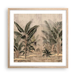 Affiche dans un chêne clair - Poster - Une gravure de style colonial - 50x50 cm